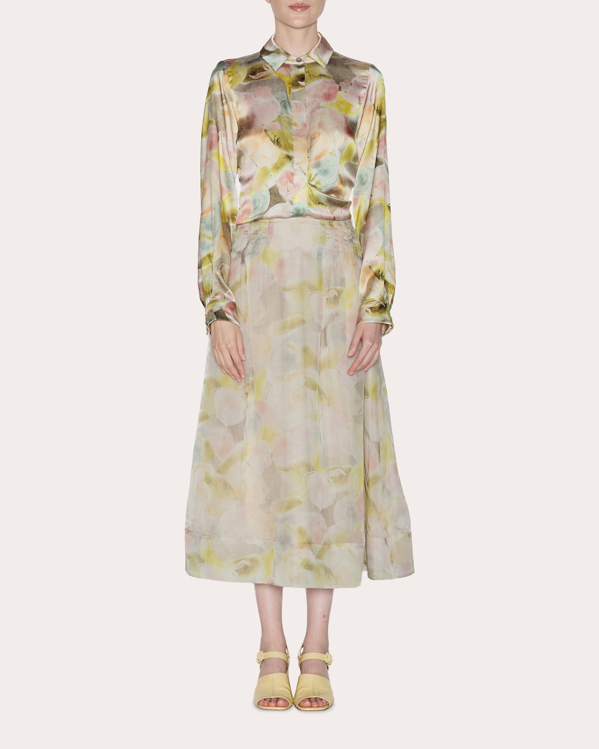 Essence Floral Silk Organza Midi Skirt