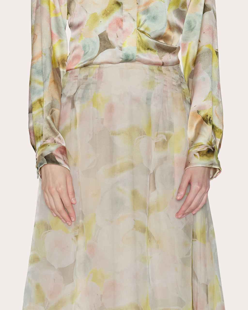 Essence Floral Silk Organza Midi Skirt