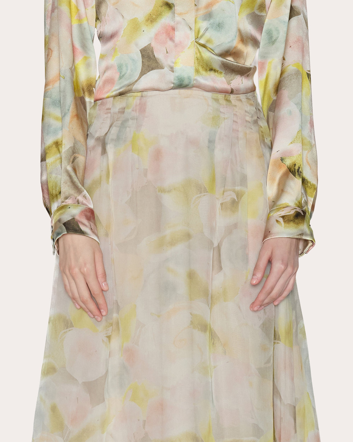 Essence Floral Silk Organza Midi Skirt