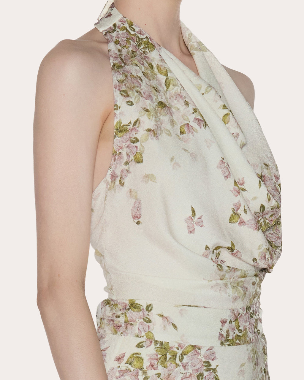 Presence Floral Crepe de Chine Halter Top