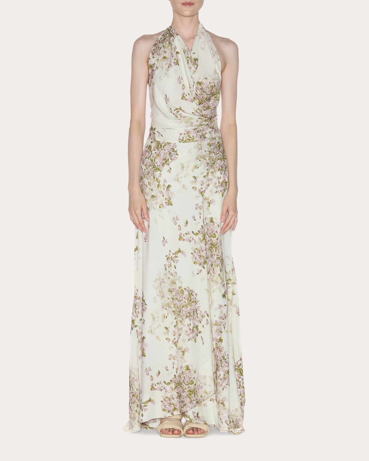 Presence Floral Crepe de Chine Halter Top