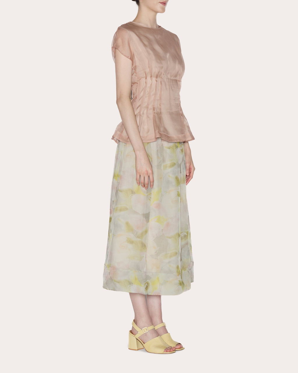 Essence Silk Organza Pleated Top