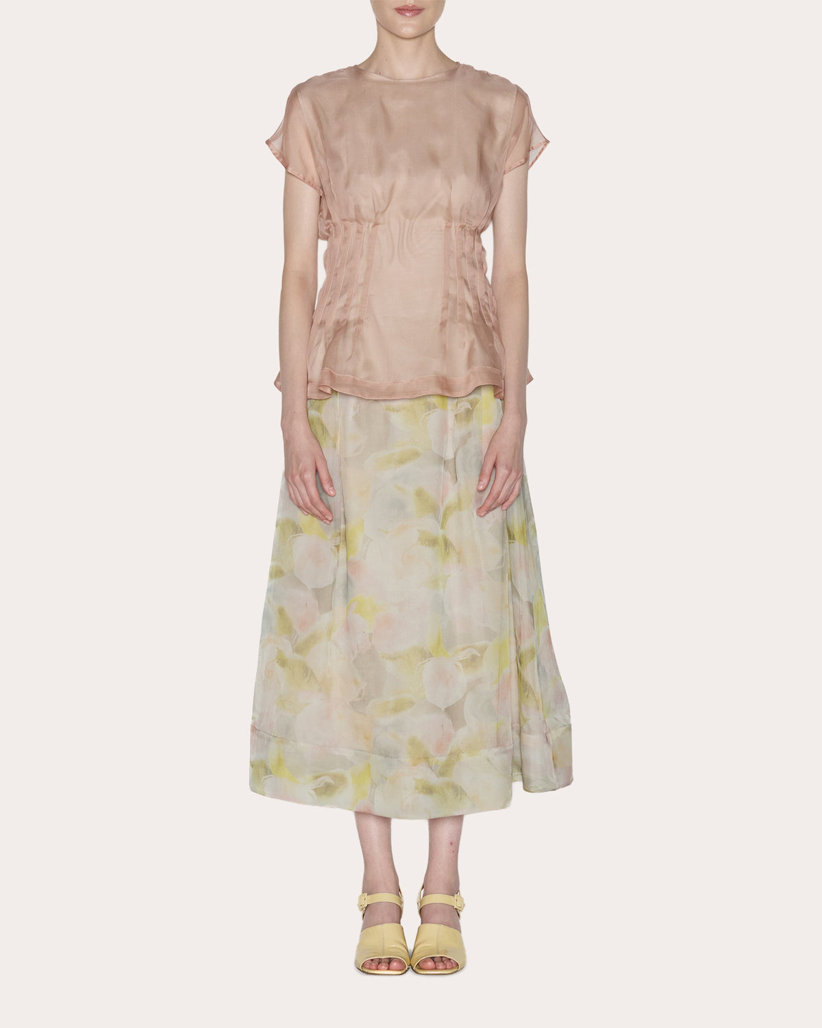 Essence Silk Organza Pleated Top