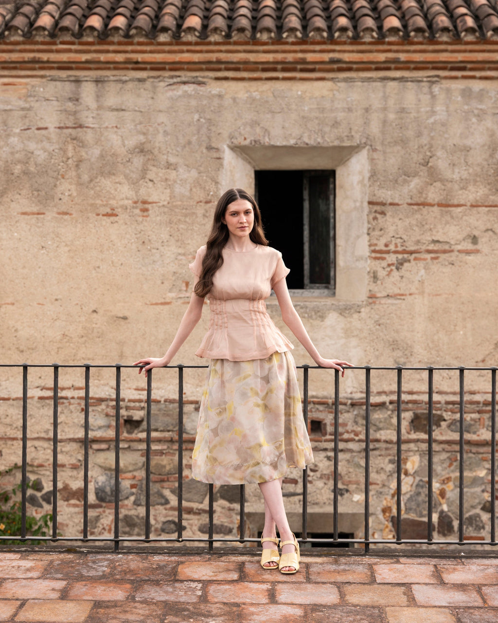 Essence Floral Silk Organza Midi Skirt