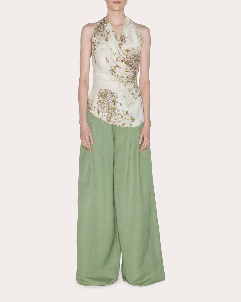 Presence Floral Crepe de Chine Halter Top