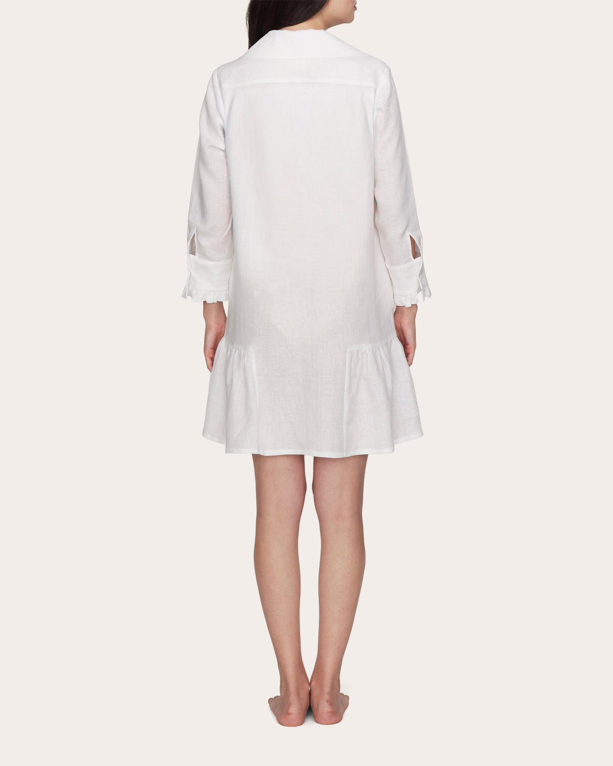 Bianca Linen Ruffle Shirt Dress