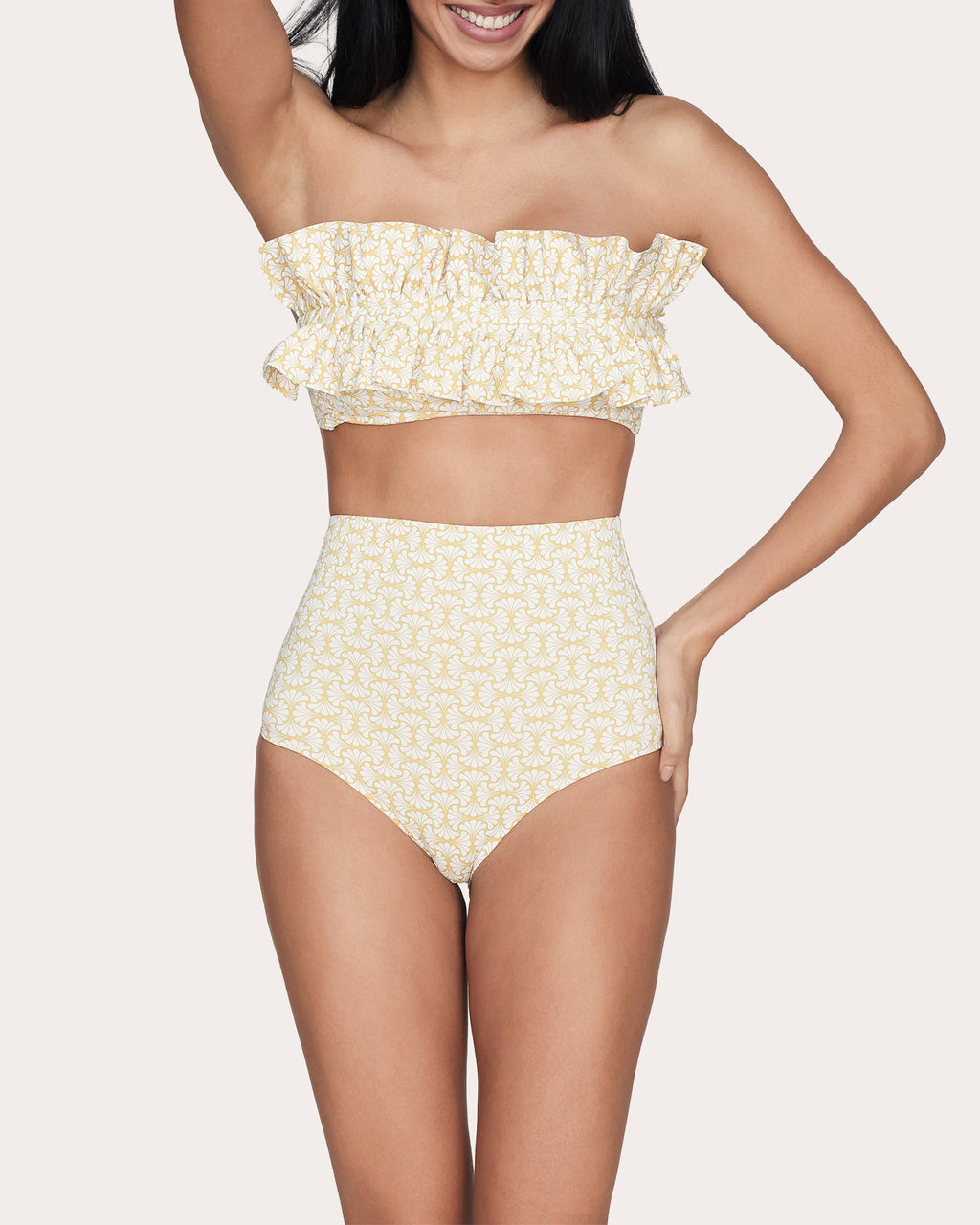 Nath Floral Ruffle Bandeau Bikini Top