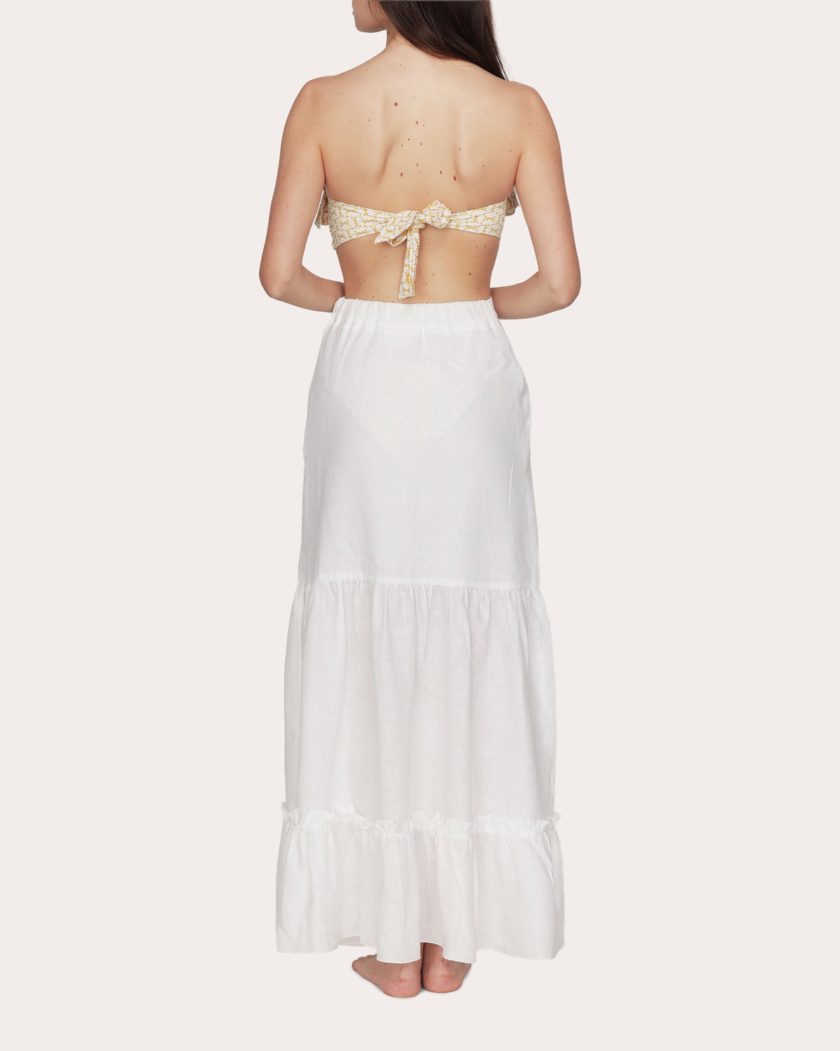 Bali Linen Gathered Ruffle Maxi Skirt