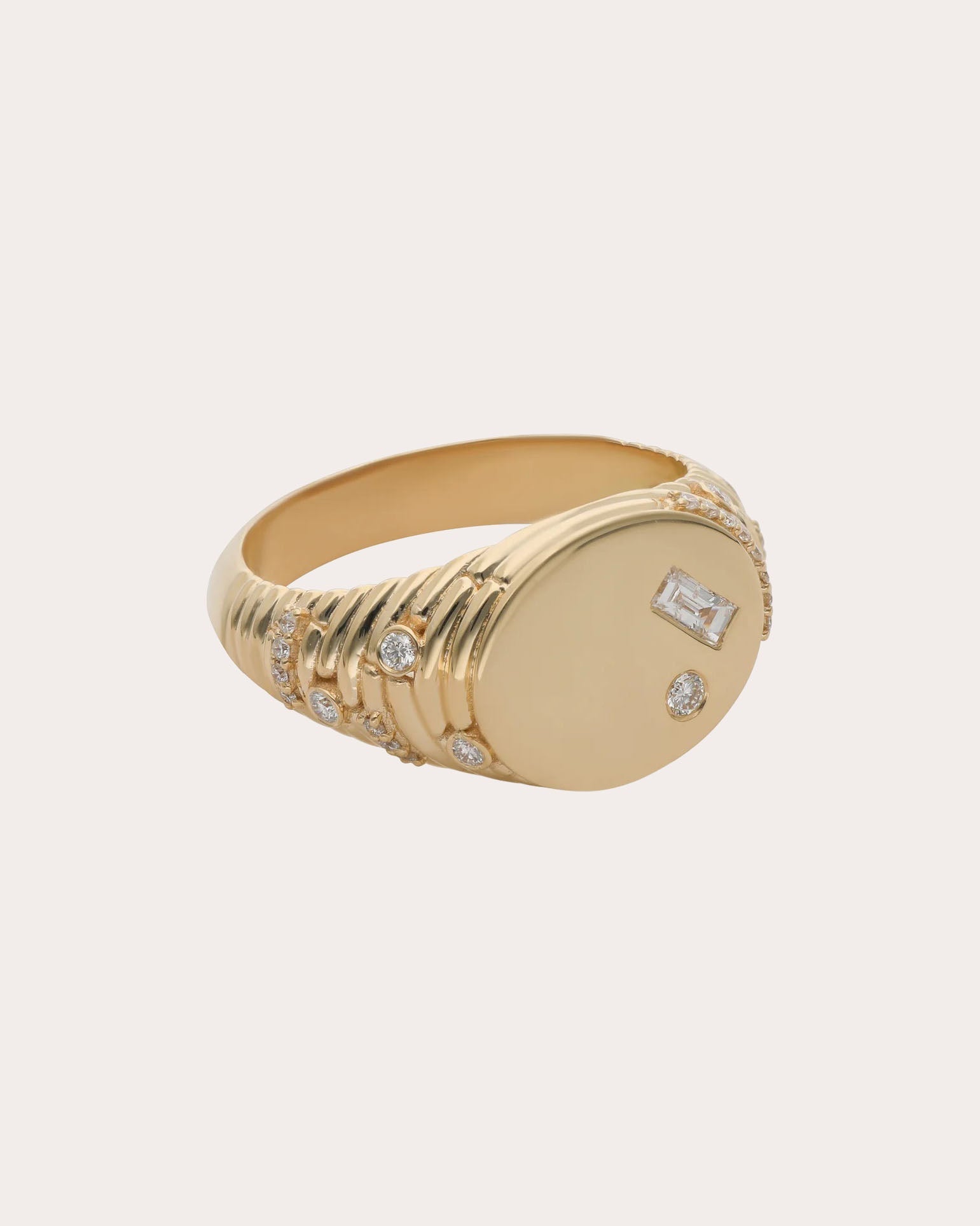 Diamond & 14k Gold Ethereal Signet Ring