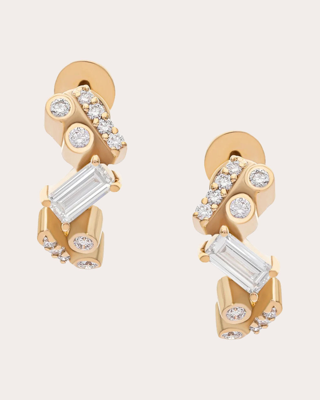 Diamond & 14k Gold Ethereal Nugget Huggie Earrings