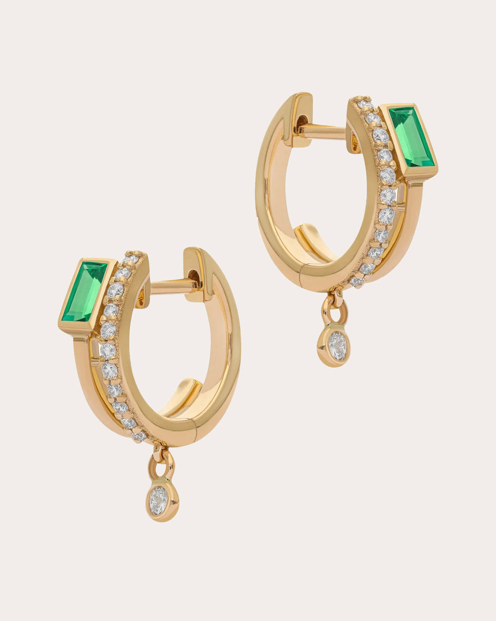Emerald & Diamond 14k Gold Tove Huggie Earrings