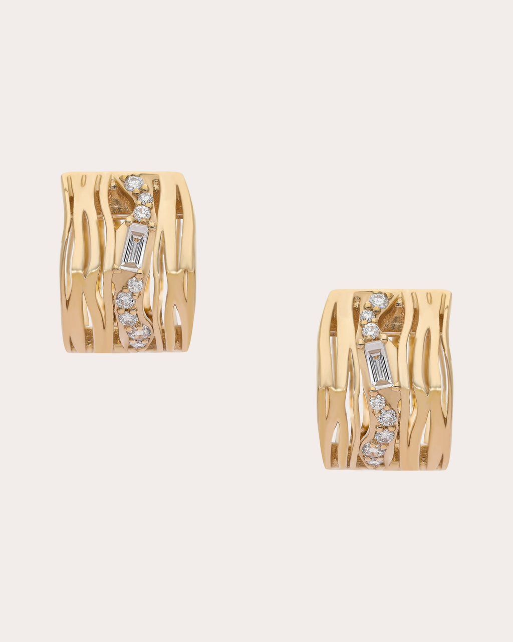 Diamond & 14k Gold Rivulet Wander Huggie Earrings