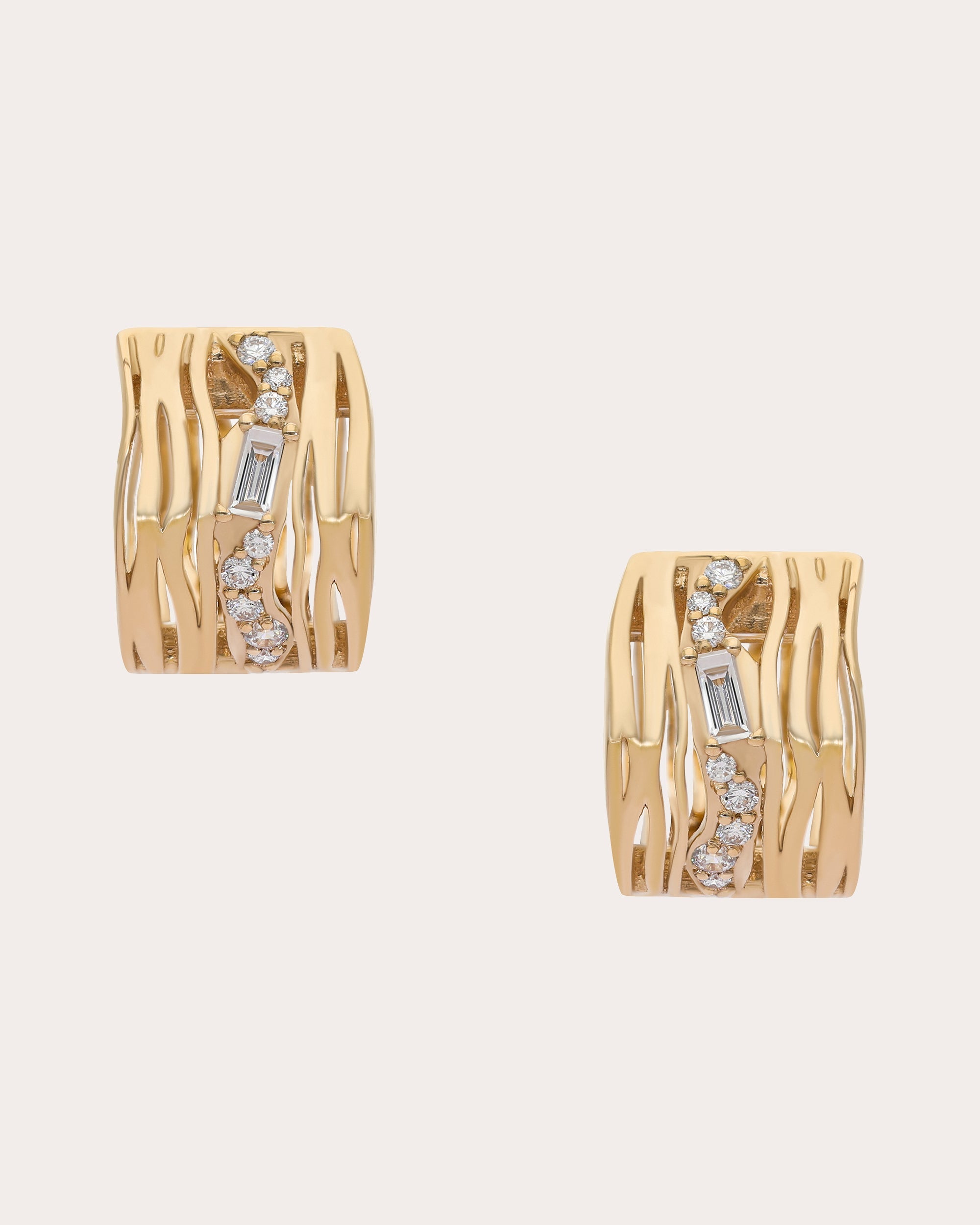 Diamond & 14k Gold Rivulet Wander Huggie Earrings