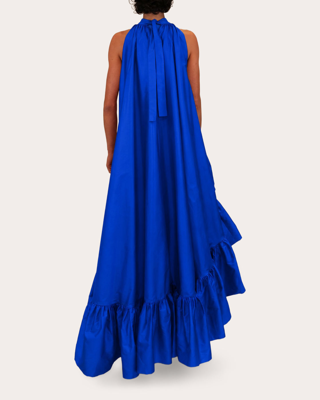 Lucas Taffeta Asymmetric Ruffle Gown