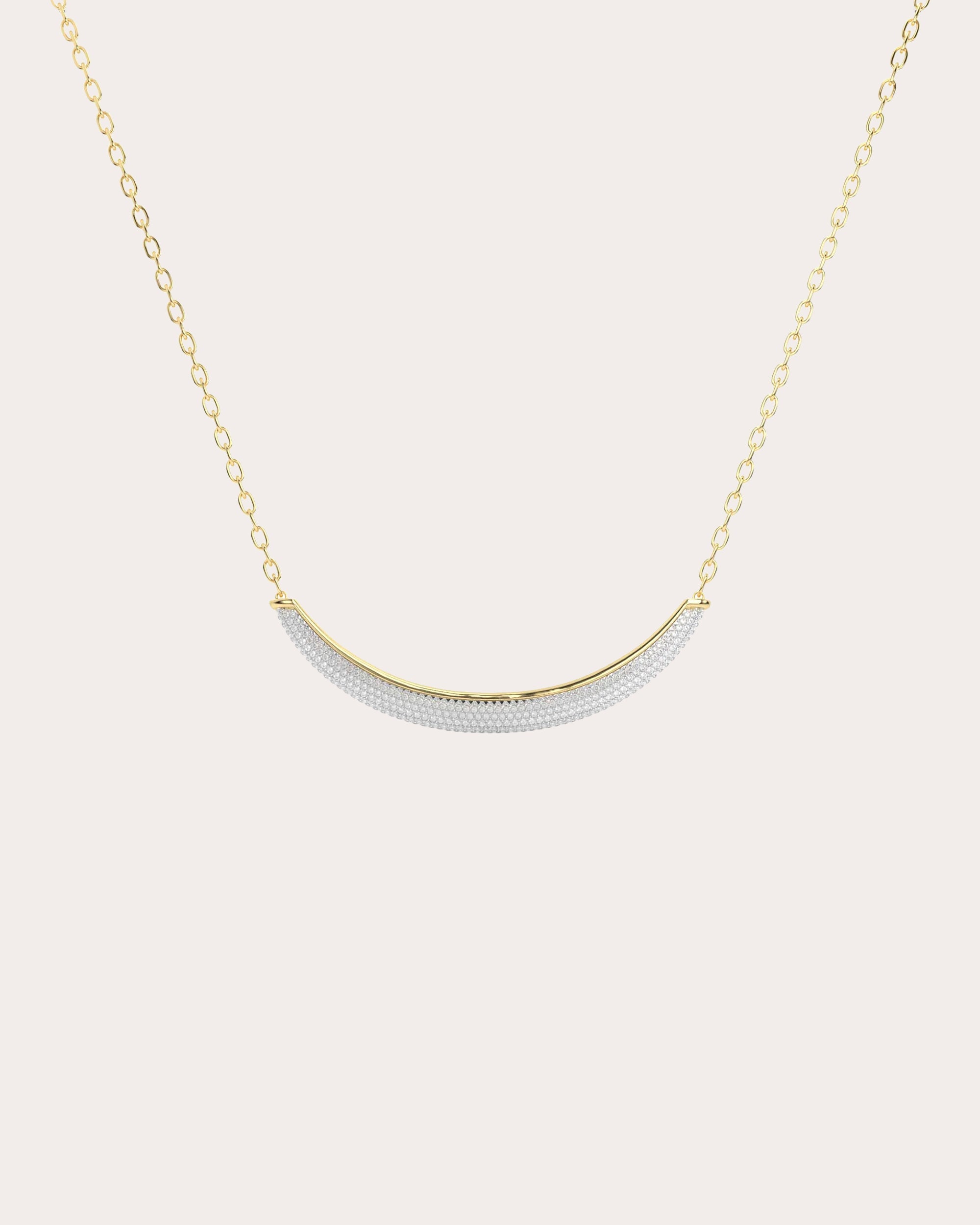Diamond & 18k Gold Luna Pavé Bar Necklace