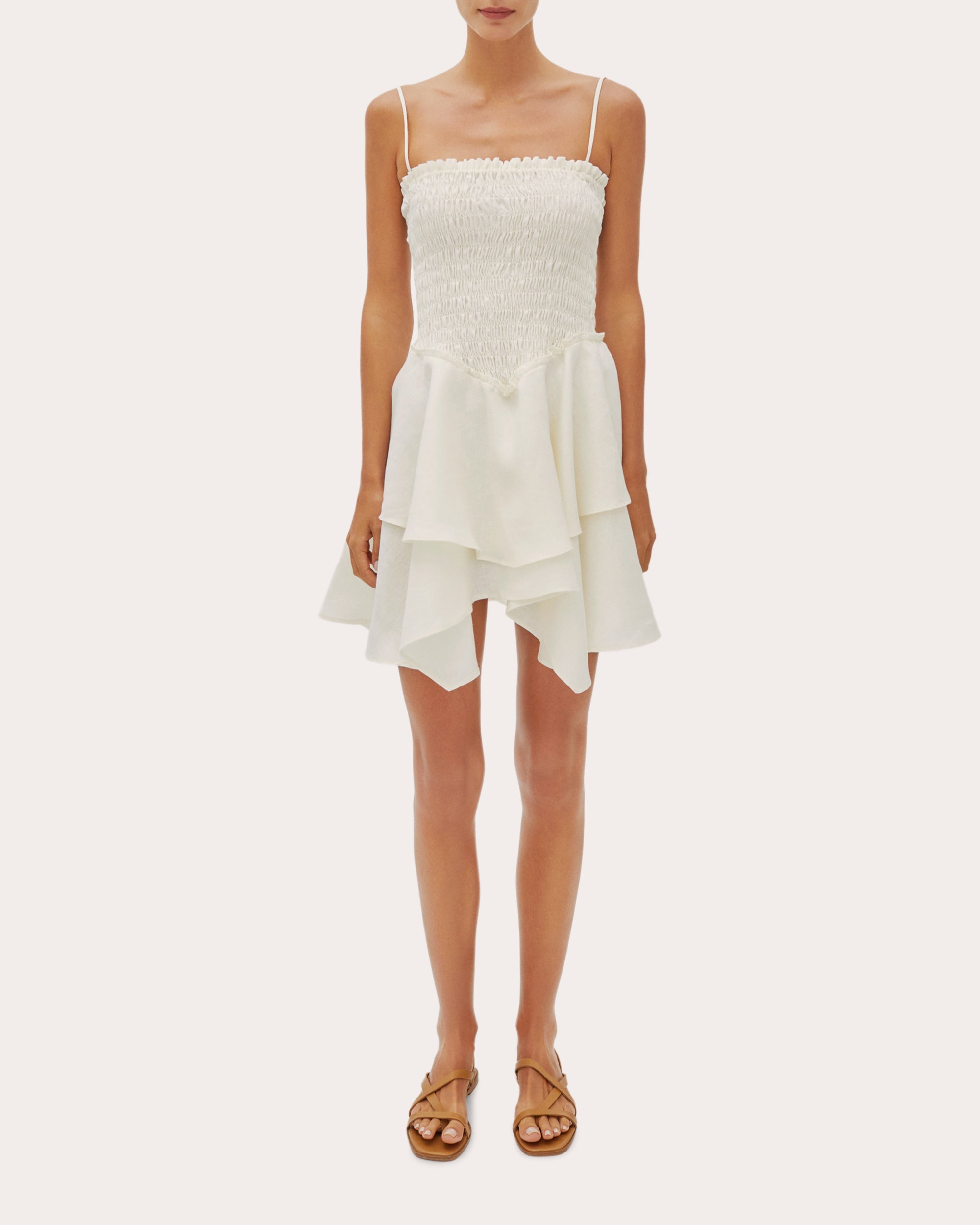 Sorrento Shirred Linen Mini Dress