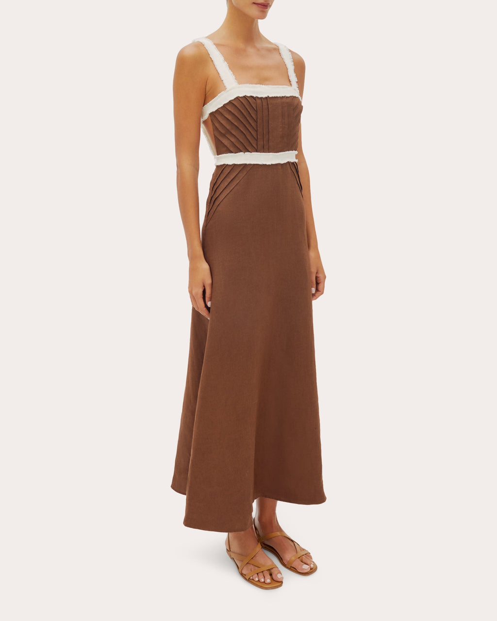 Sicily Pintucked Linen Midi Dress