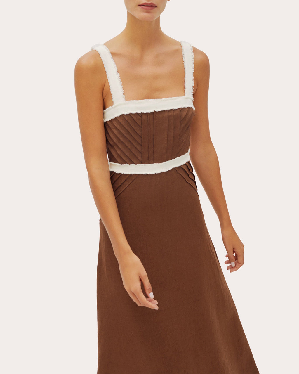 Sicily Pintucked Linen Midi Dress