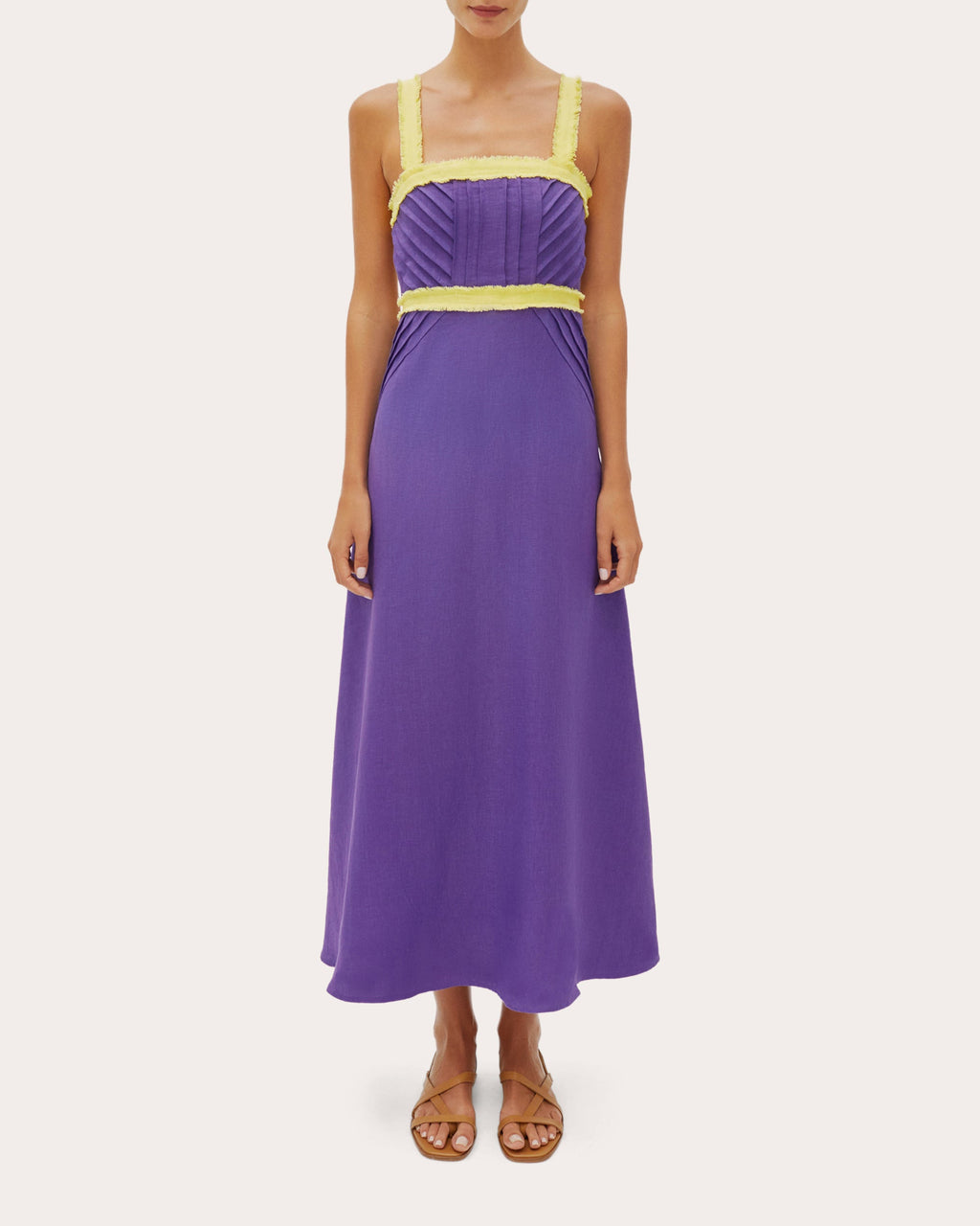 Sicily Pintucked Linen Midi Dress