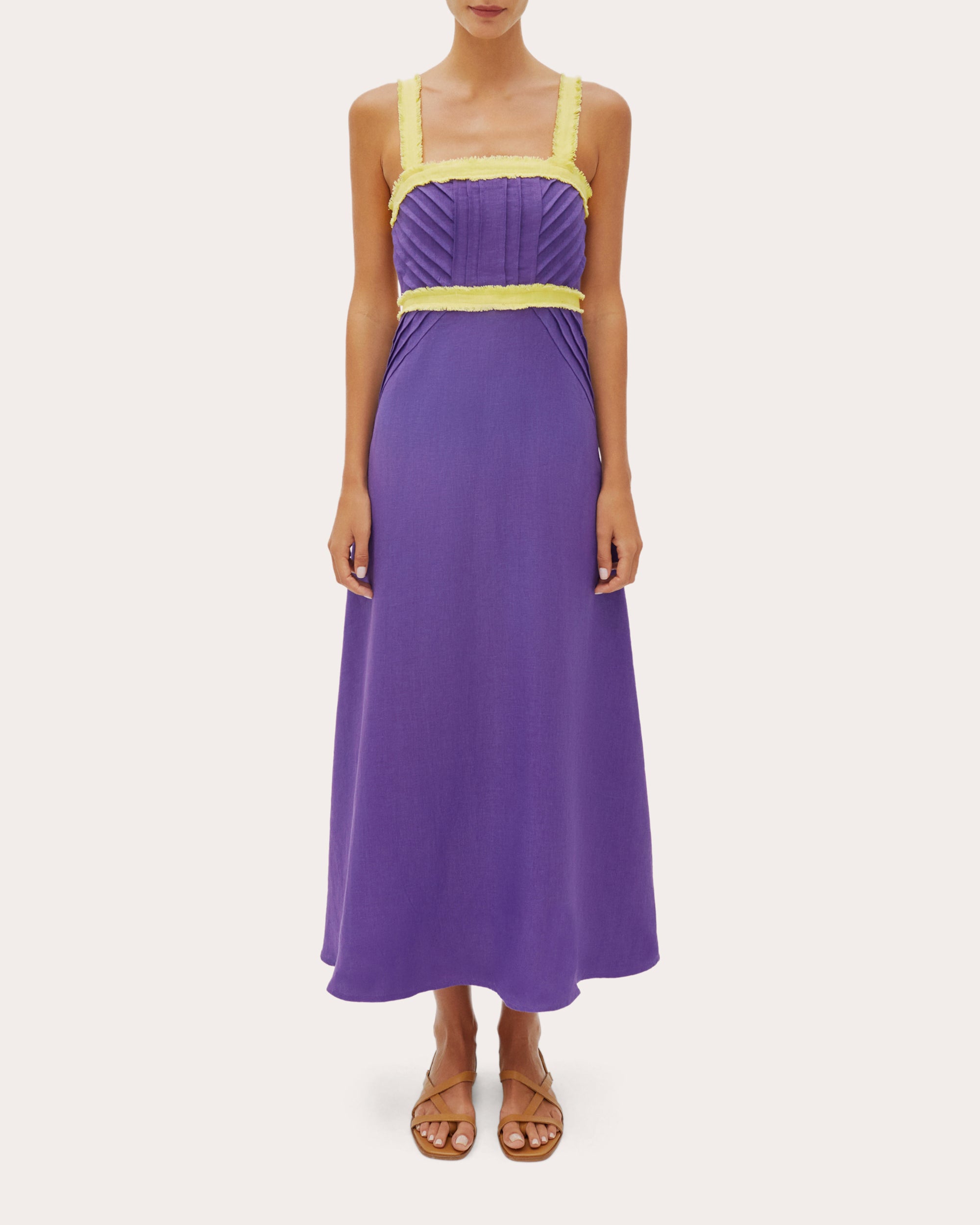 Sicily Pintucked Linen Midi Dress
