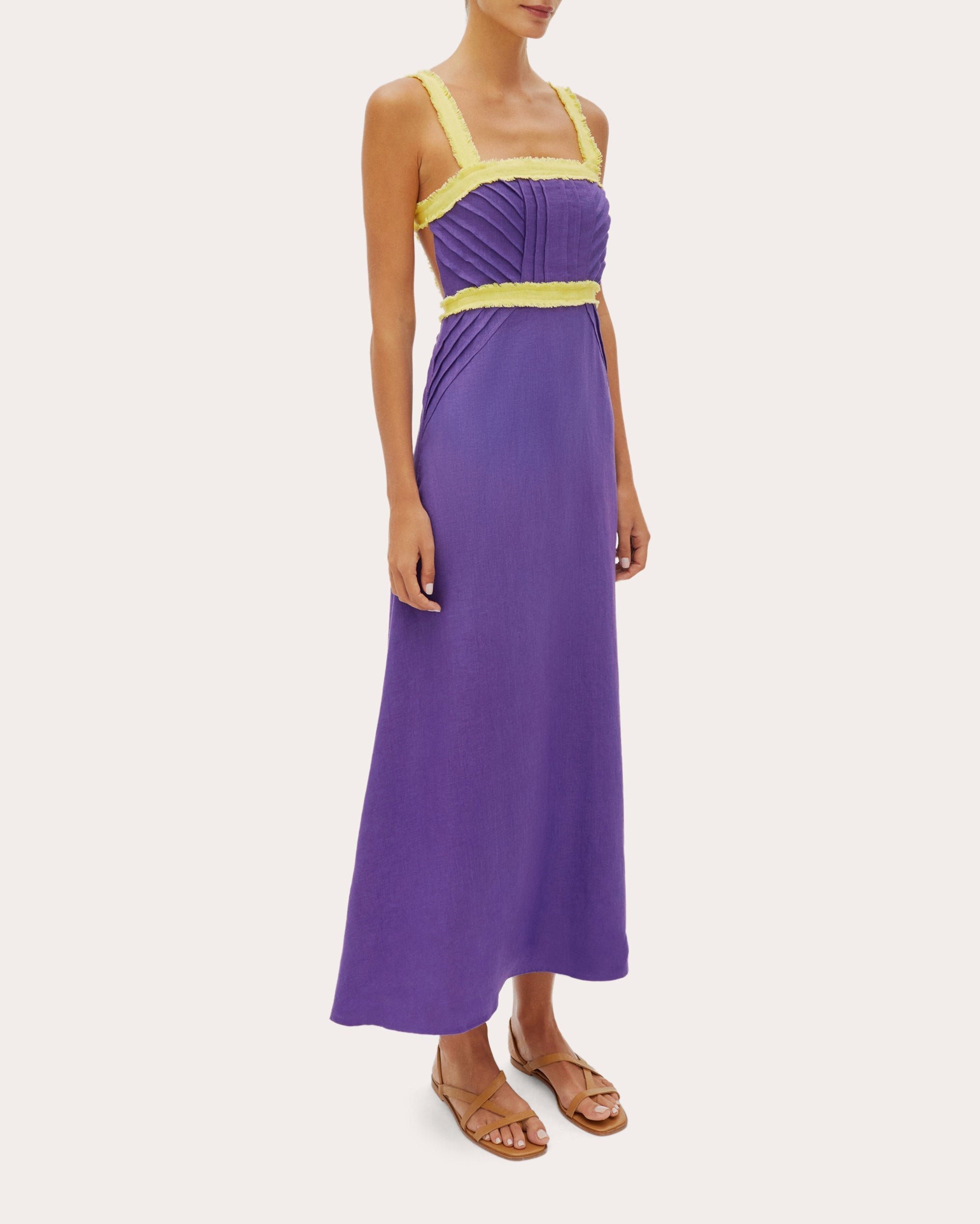Sicily Pintucked Linen Midi Dress