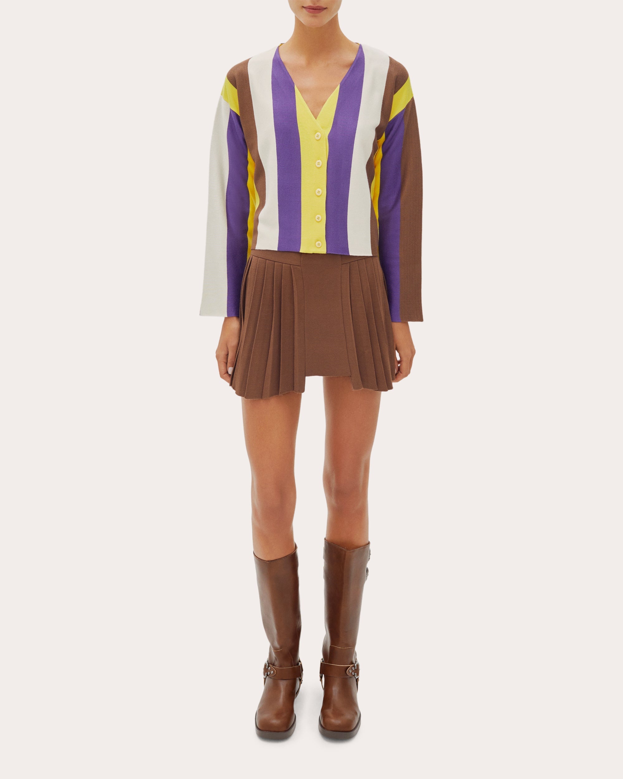 Athena Pleated Jersey-Knit Mini Skirt