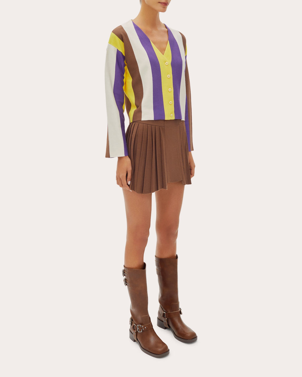 Athena Pleated Jersey-Knit Mini Skirt