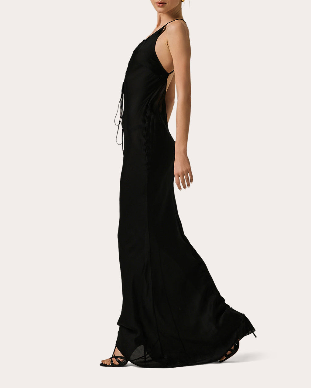 Lace-Up Silk-Chiffon Maxi Dress