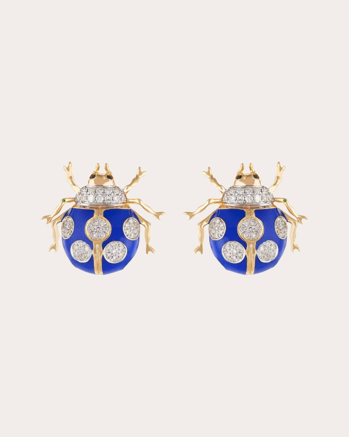 Sapphire & Diamond Blue Fauna Ladybug Stud Earrings
