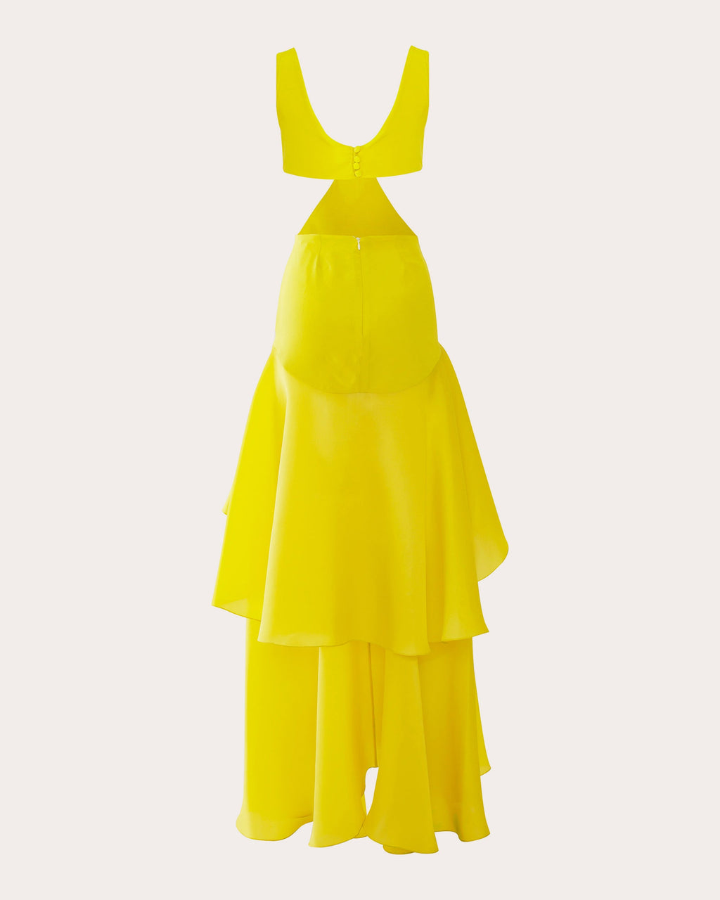 Lemon Dream Tiered Silk Maxi Dress