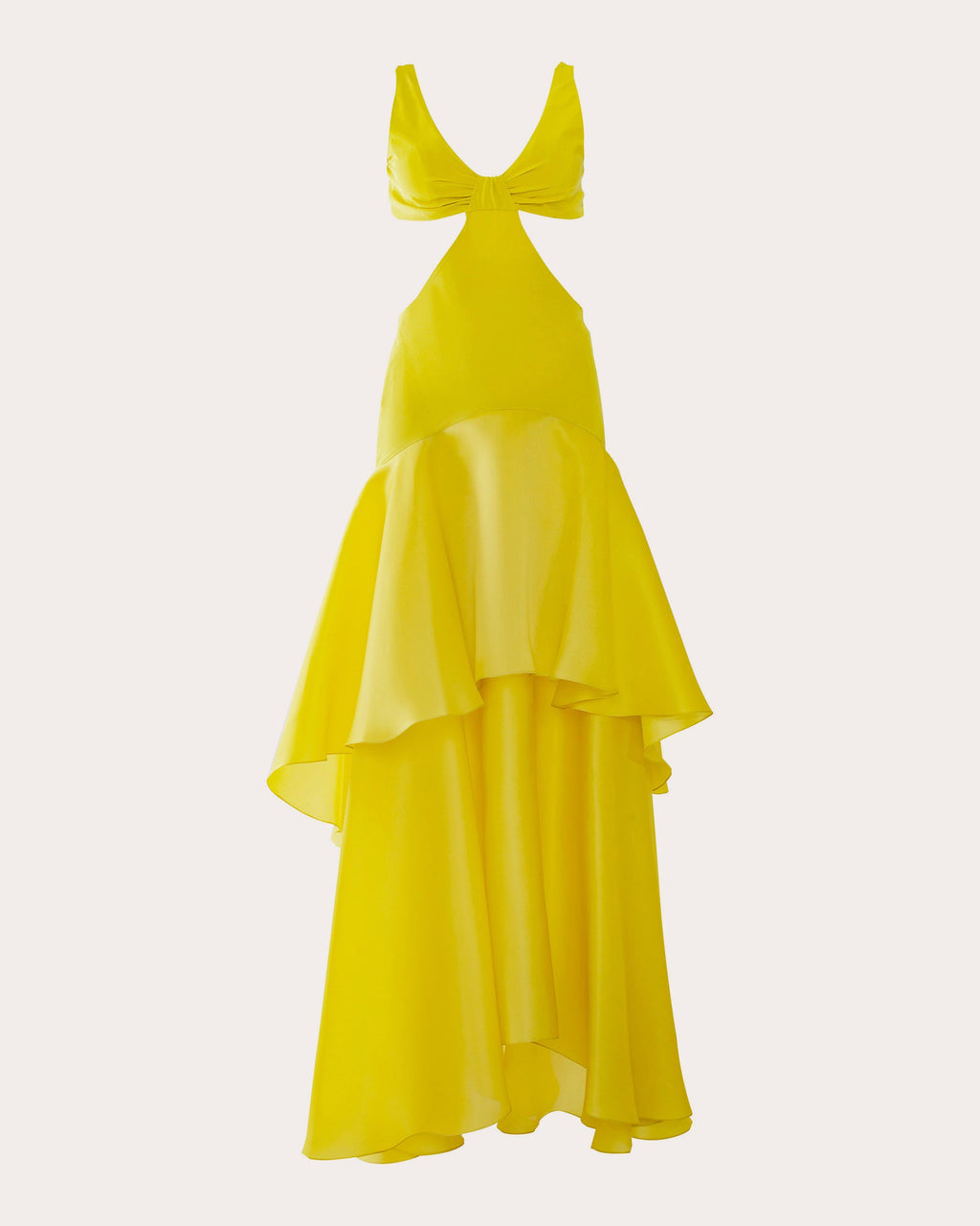 Lemon Dream Tiered Silk Maxi Dress