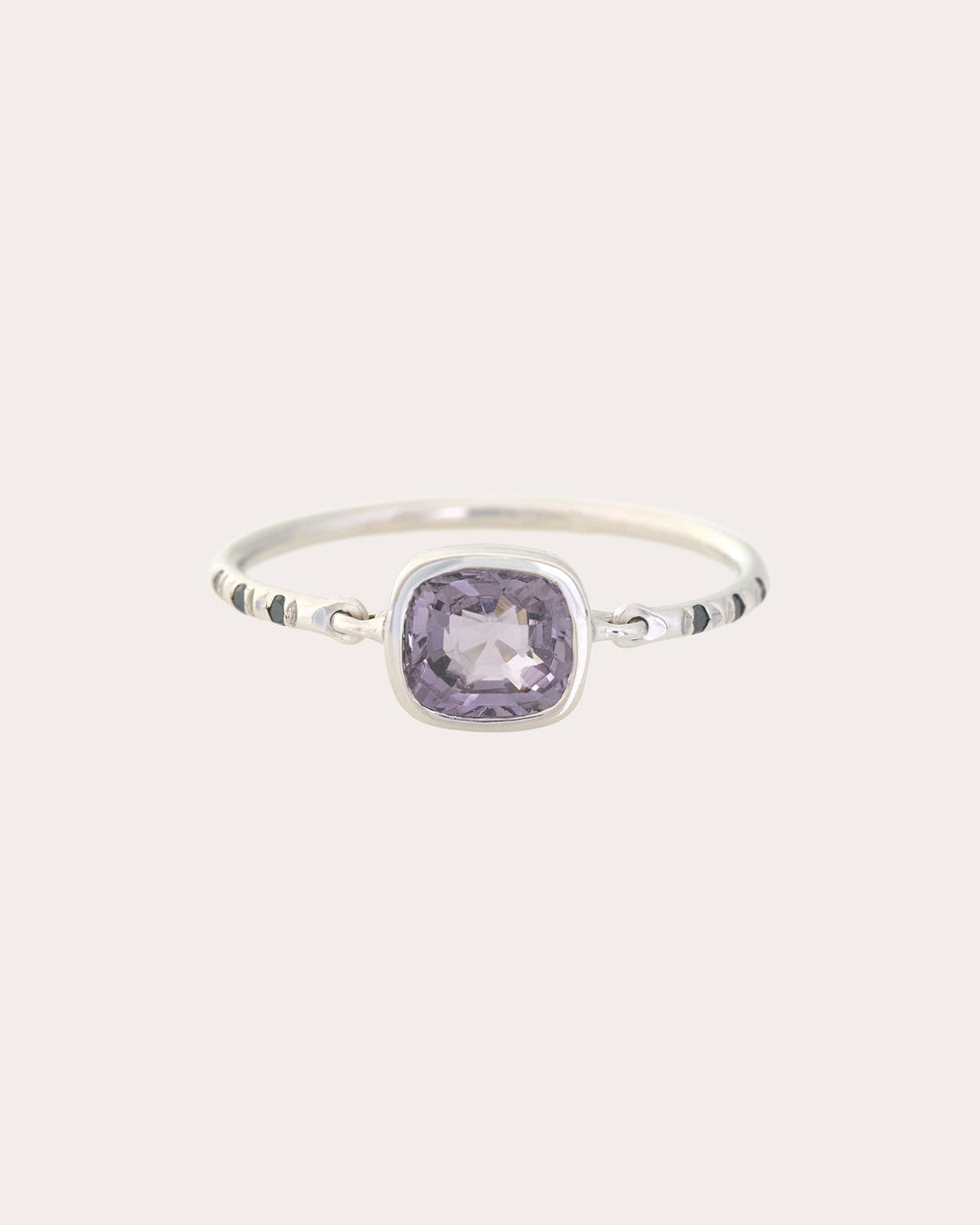Black Diamond & Lilac Gray Spinel Petite Circle Ring