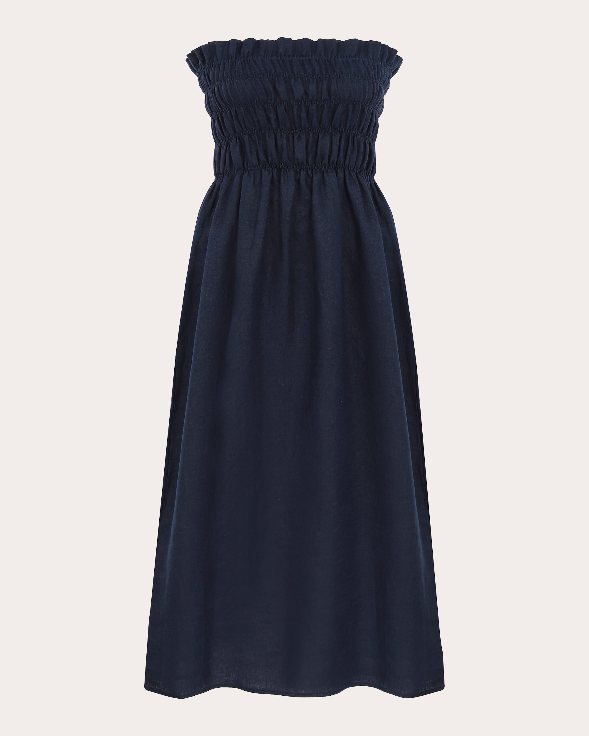 Lily Smocked Linen Midi Dress