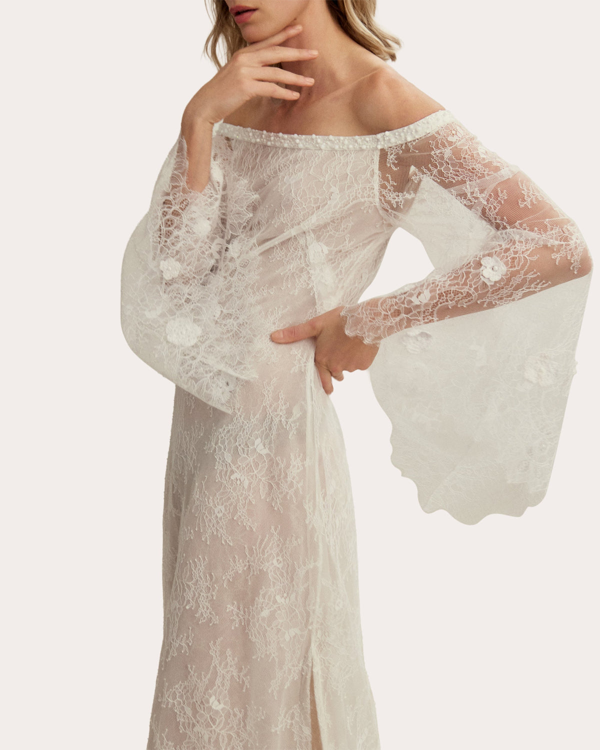 Lily Floral Lace Off-Shoulder Gown