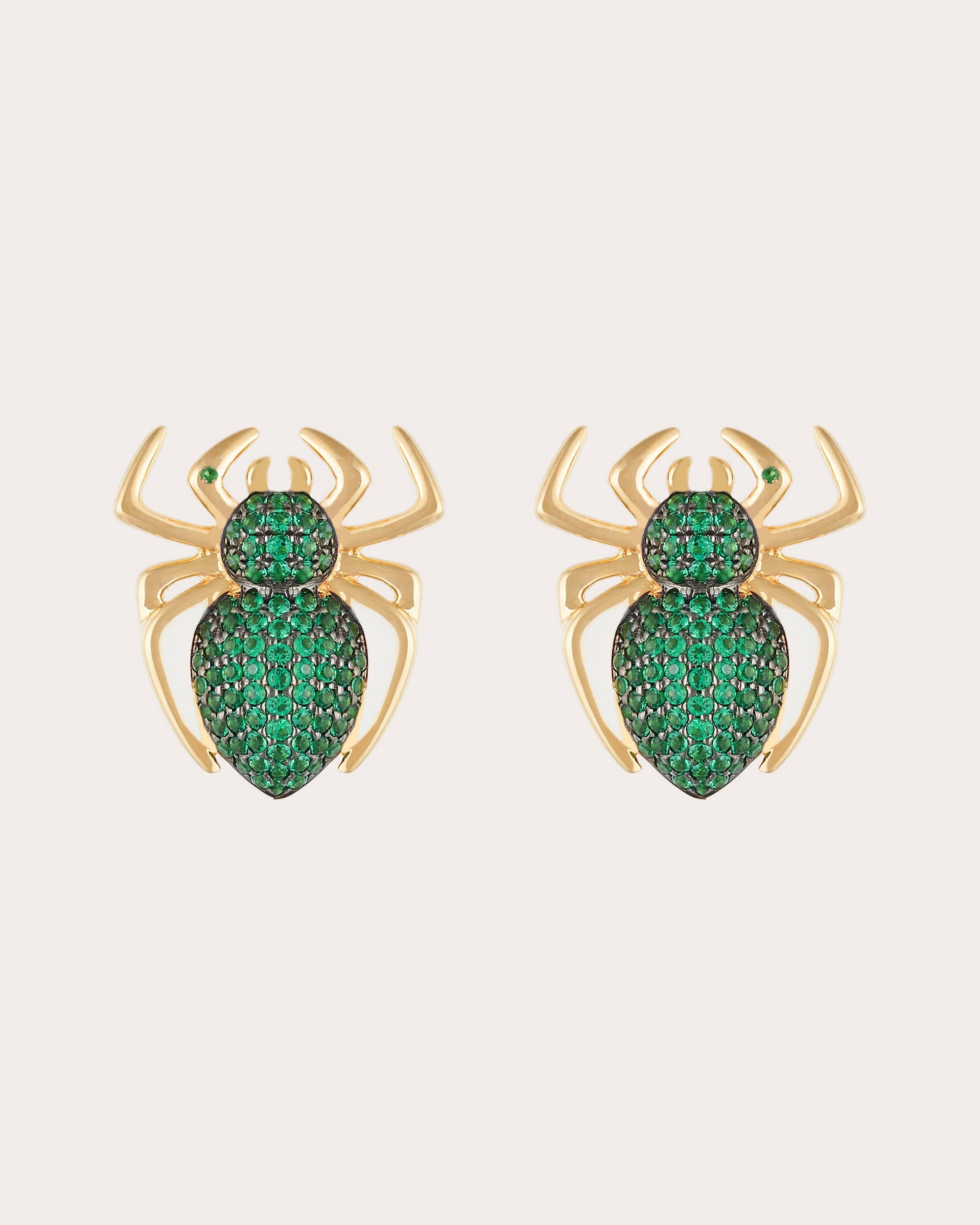 Lola 18K Gold Green Spinel and Emerald Spider Stud Earrings