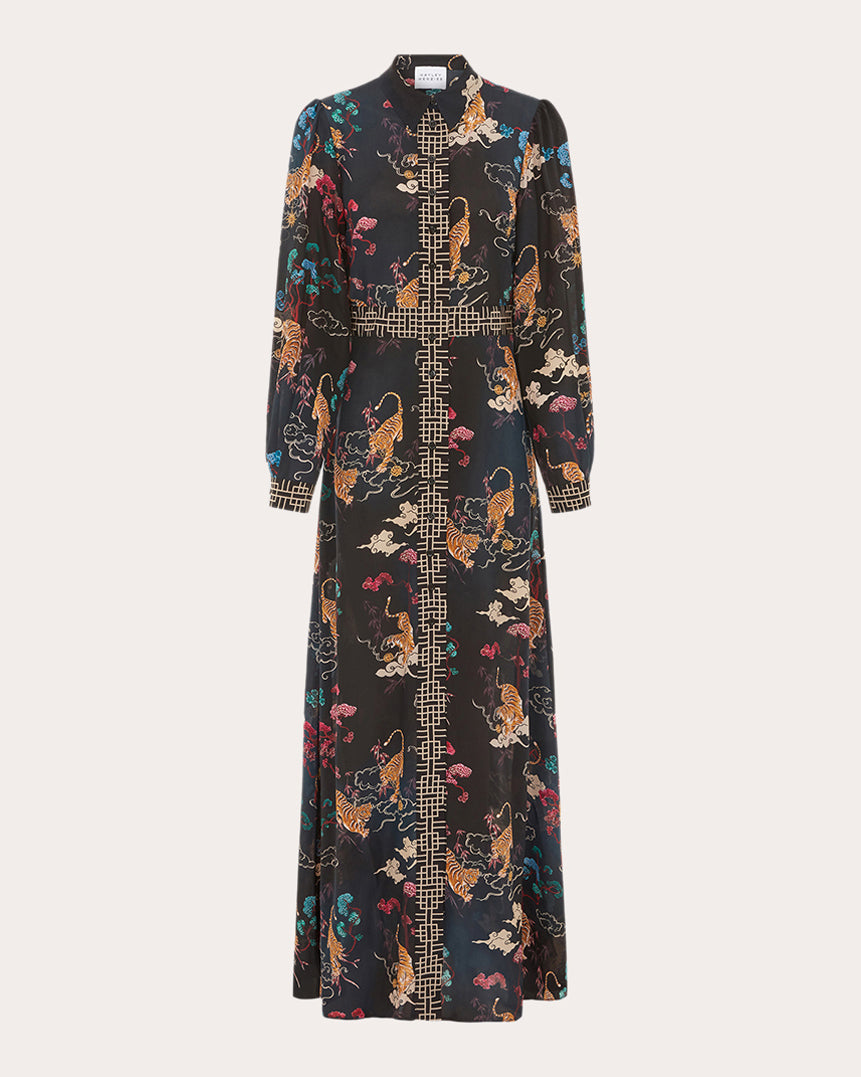 Silk Maxi Shirt Dress
