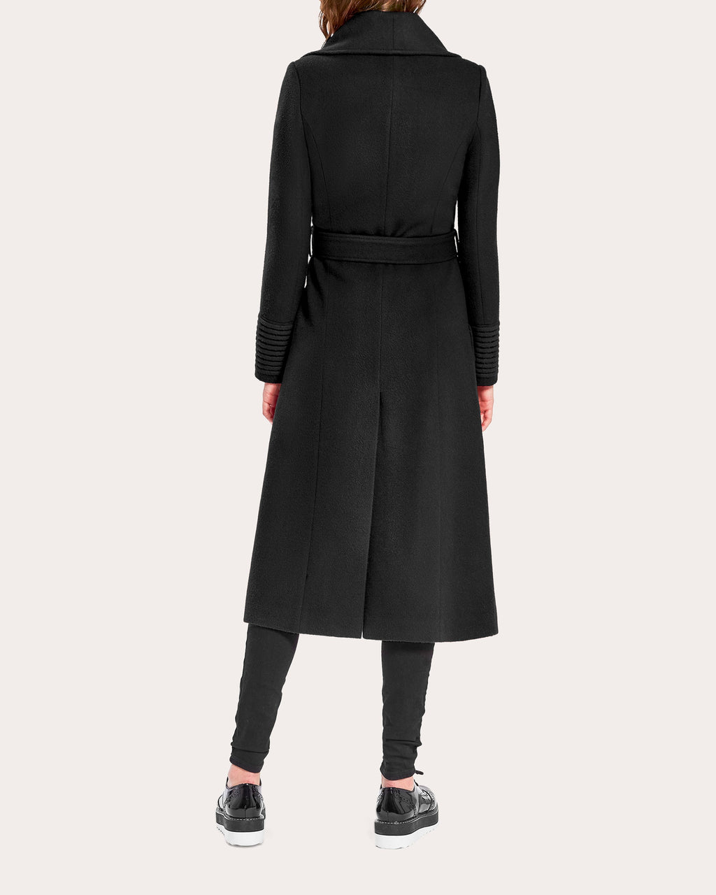 Baby Alpaca Wide Collar Long Wrap Coat