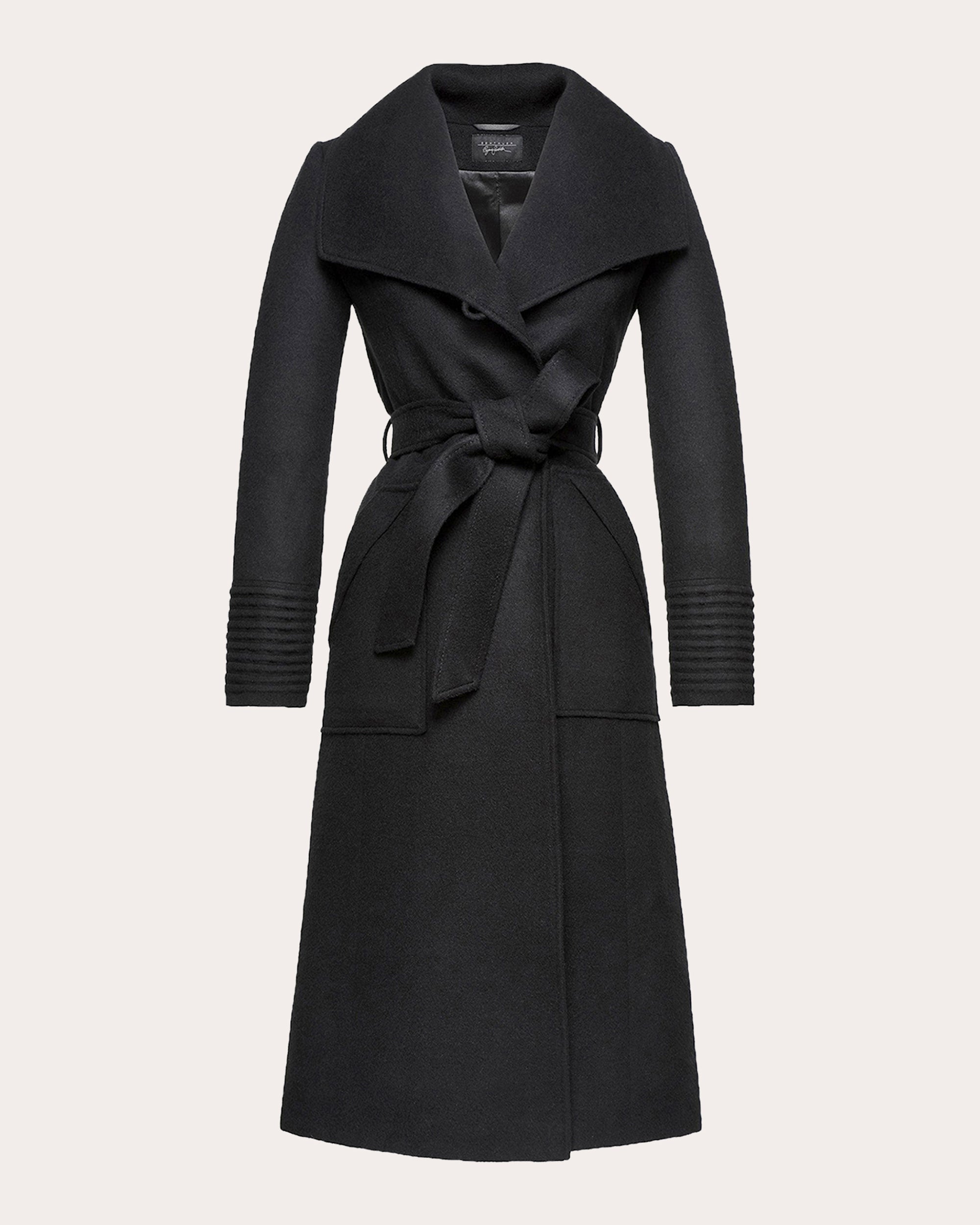 Baby Alpaca Wide Collar Long Wrap Coat