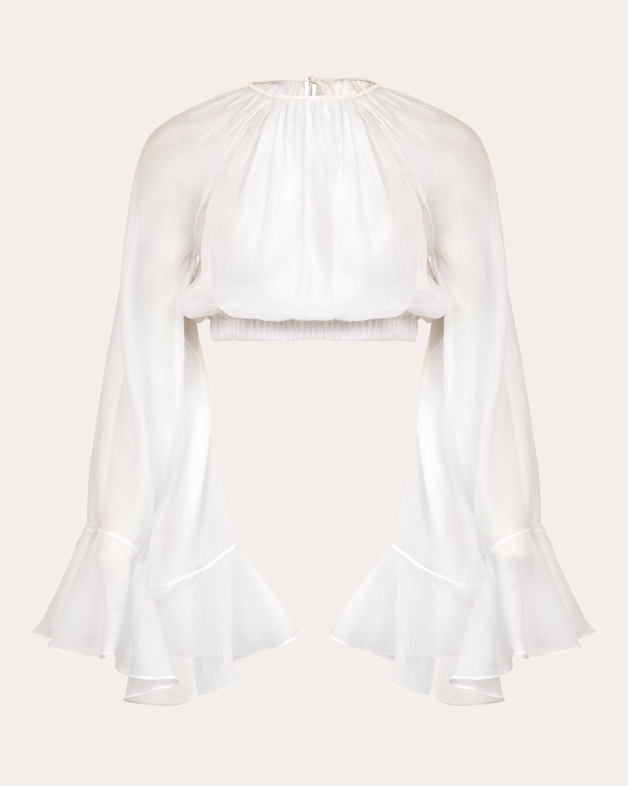 Nero Cotton Voile Ruffle Crop Top
