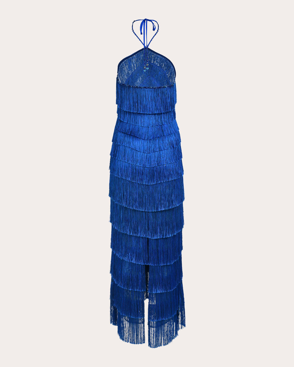 Estrella Silk Fringe Tiered Maxi Dress