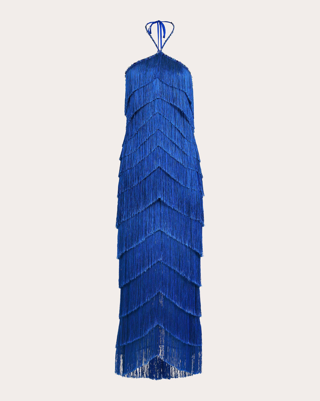Estrella Silk Fringe Tiered Maxi Dress