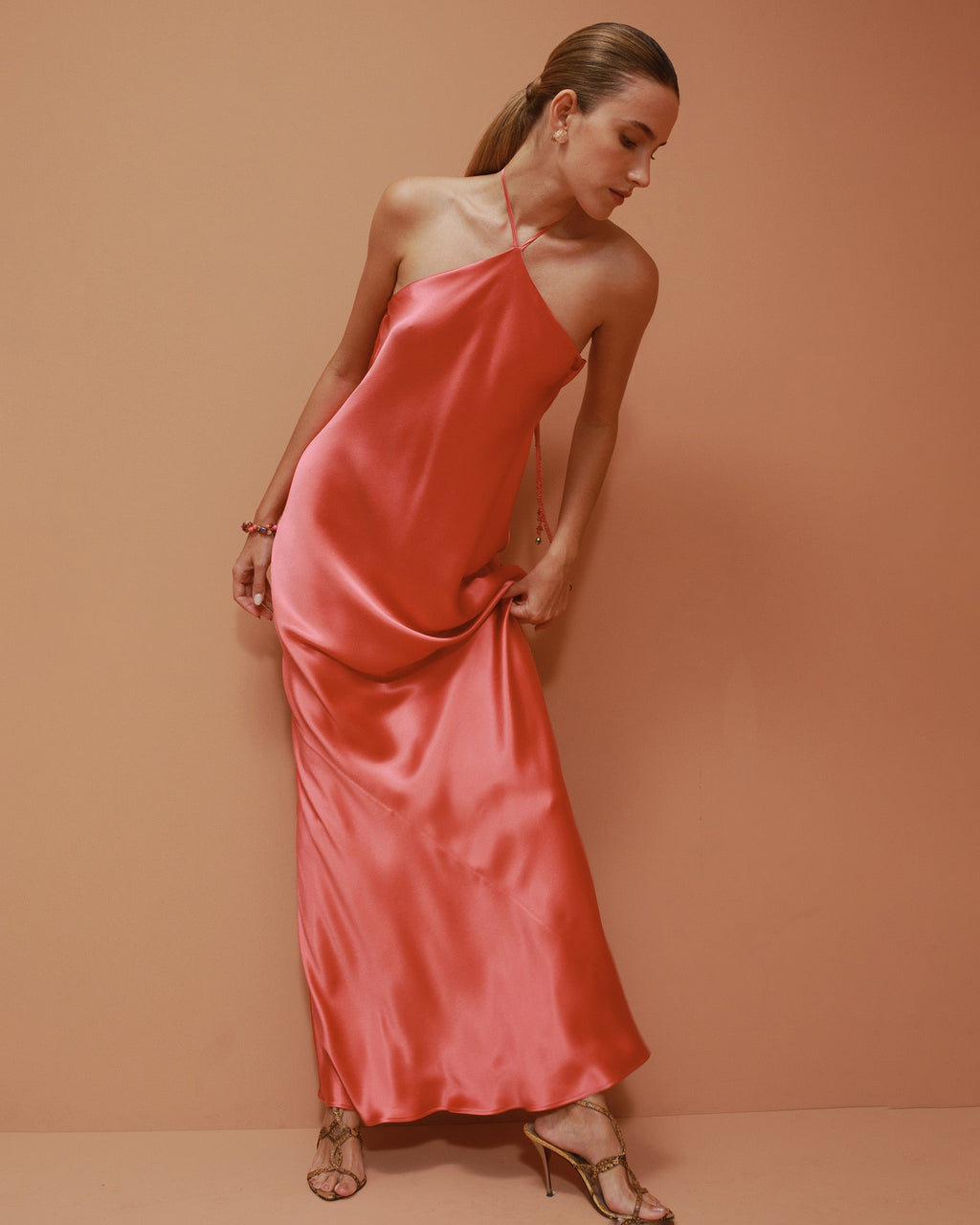Oros Draped Silk Halterneck Gown