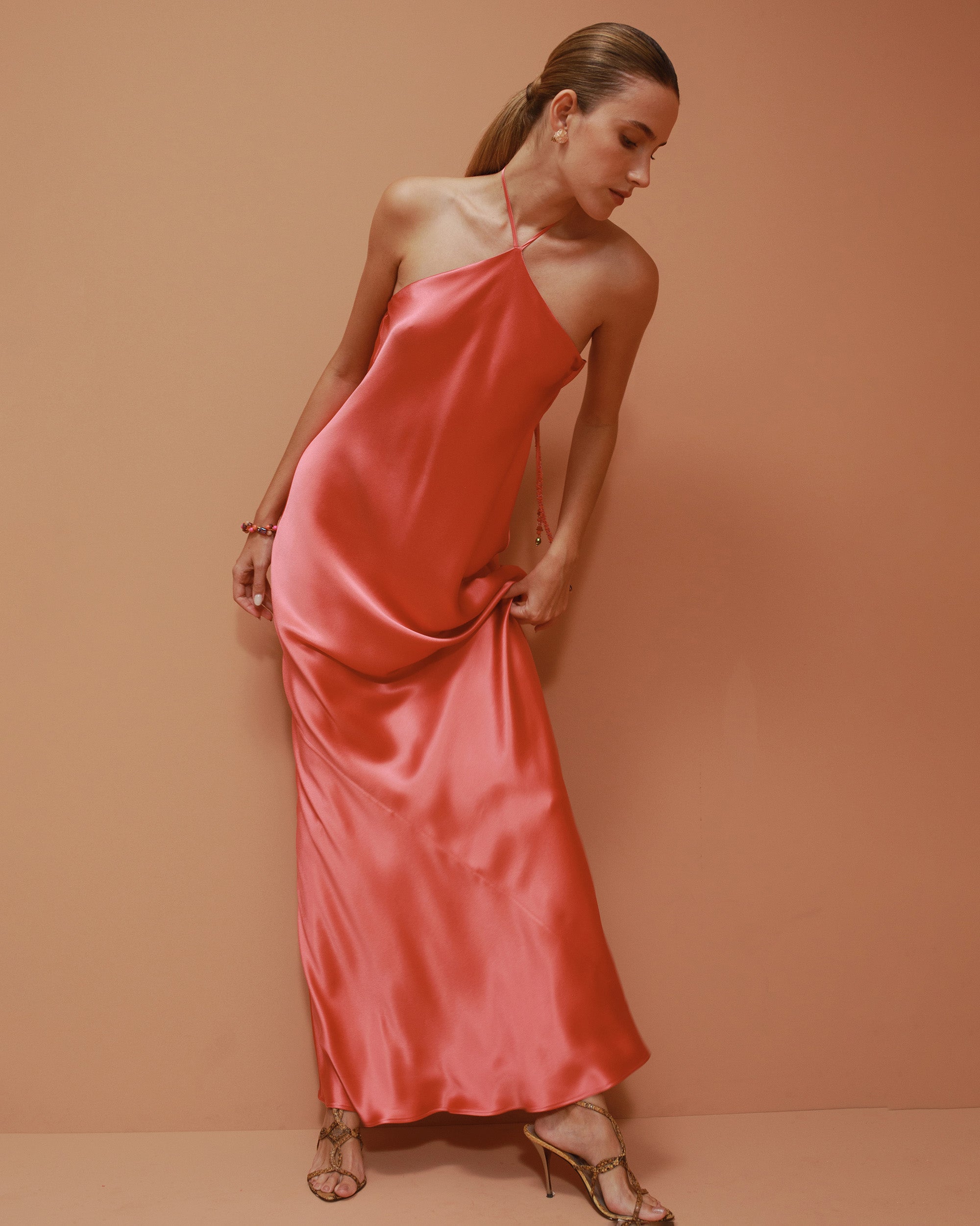 Oros Draped Silk Halterneck Gown