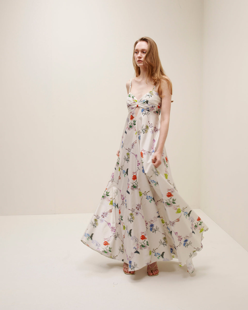 Estate Floral Cotton Empire-Waist Maxi Dress