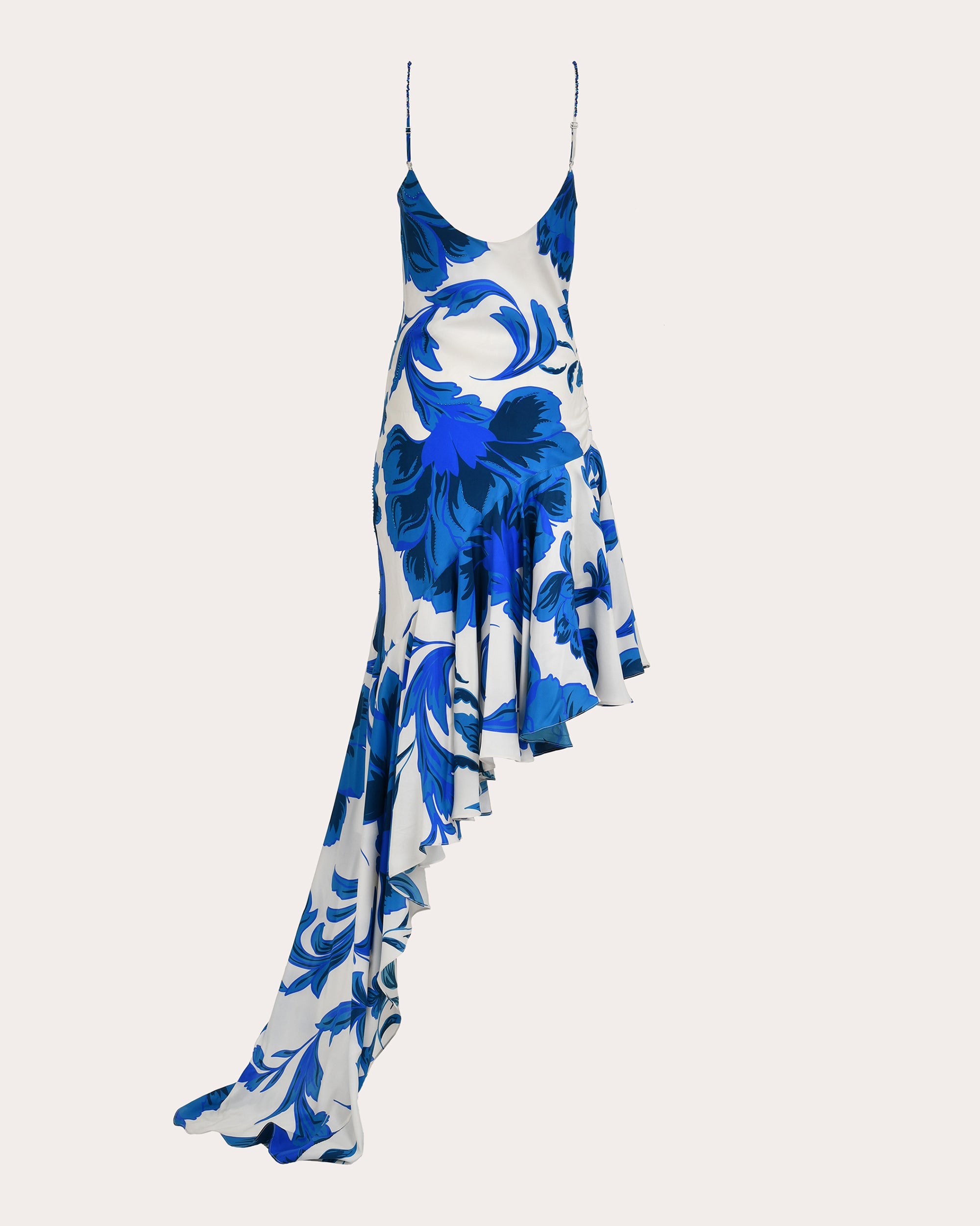 Odyssey Embellished Floral Silk Asymmetric Drape Dress