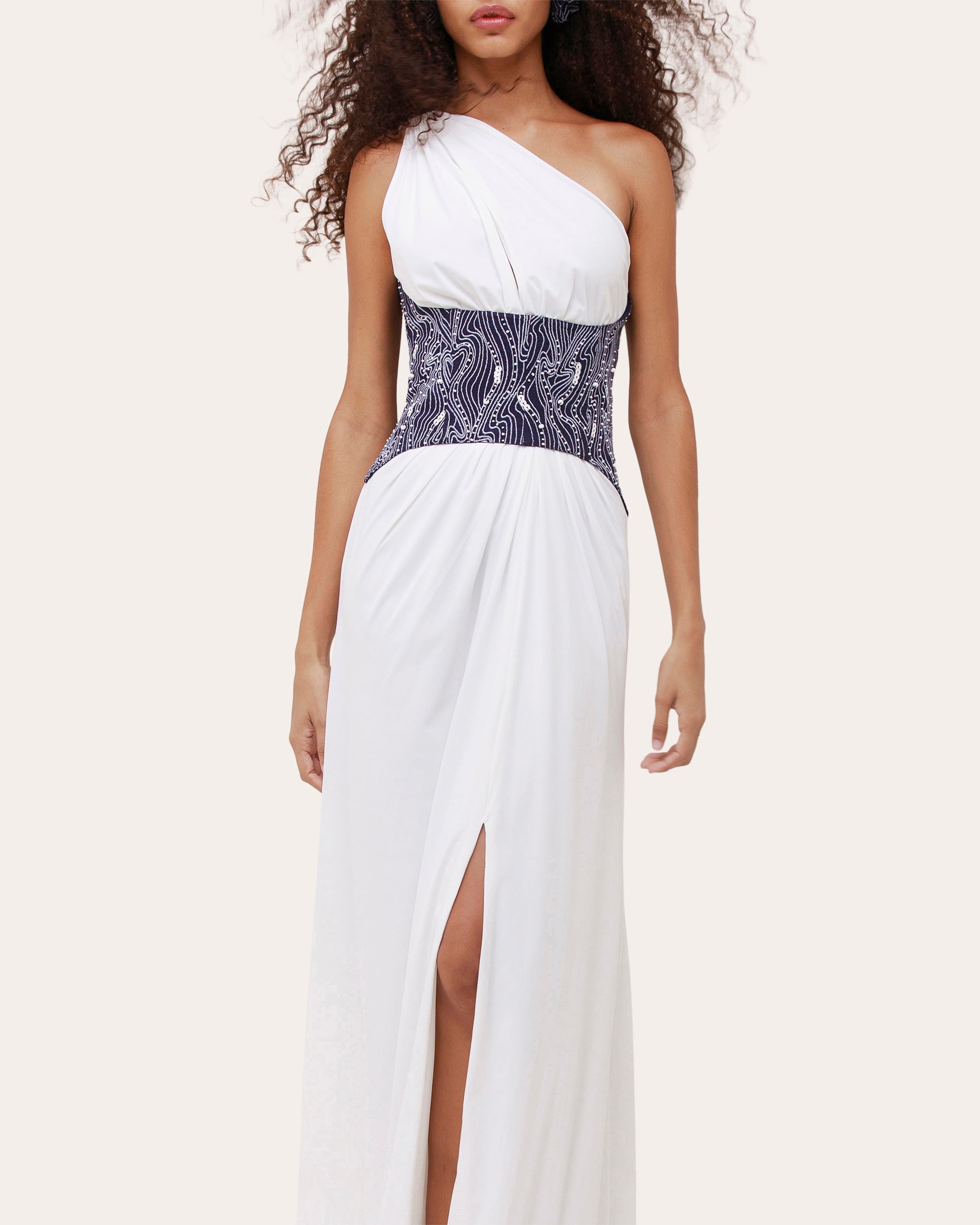 Ambrosia Jersey Belted Asymmetric Maxi Dress