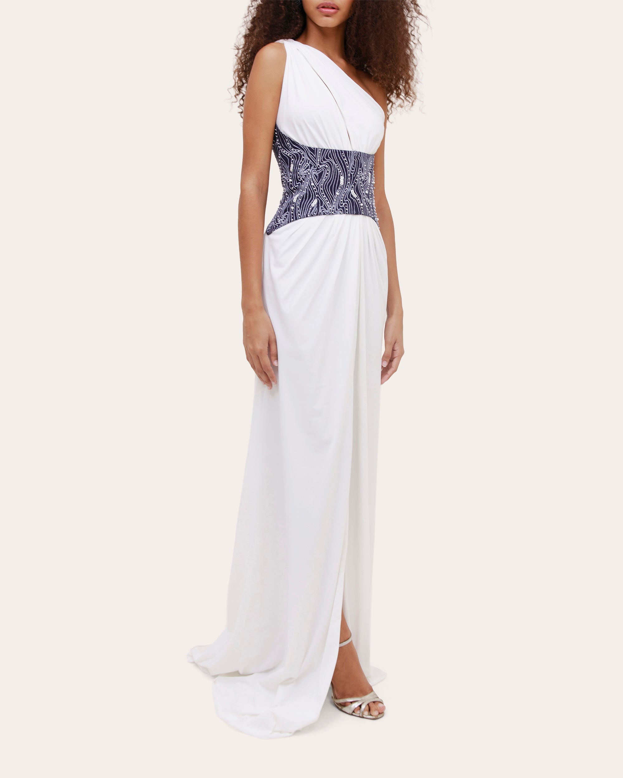 Ambrosia Jersey Belted Asymmetric Maxi Dress
