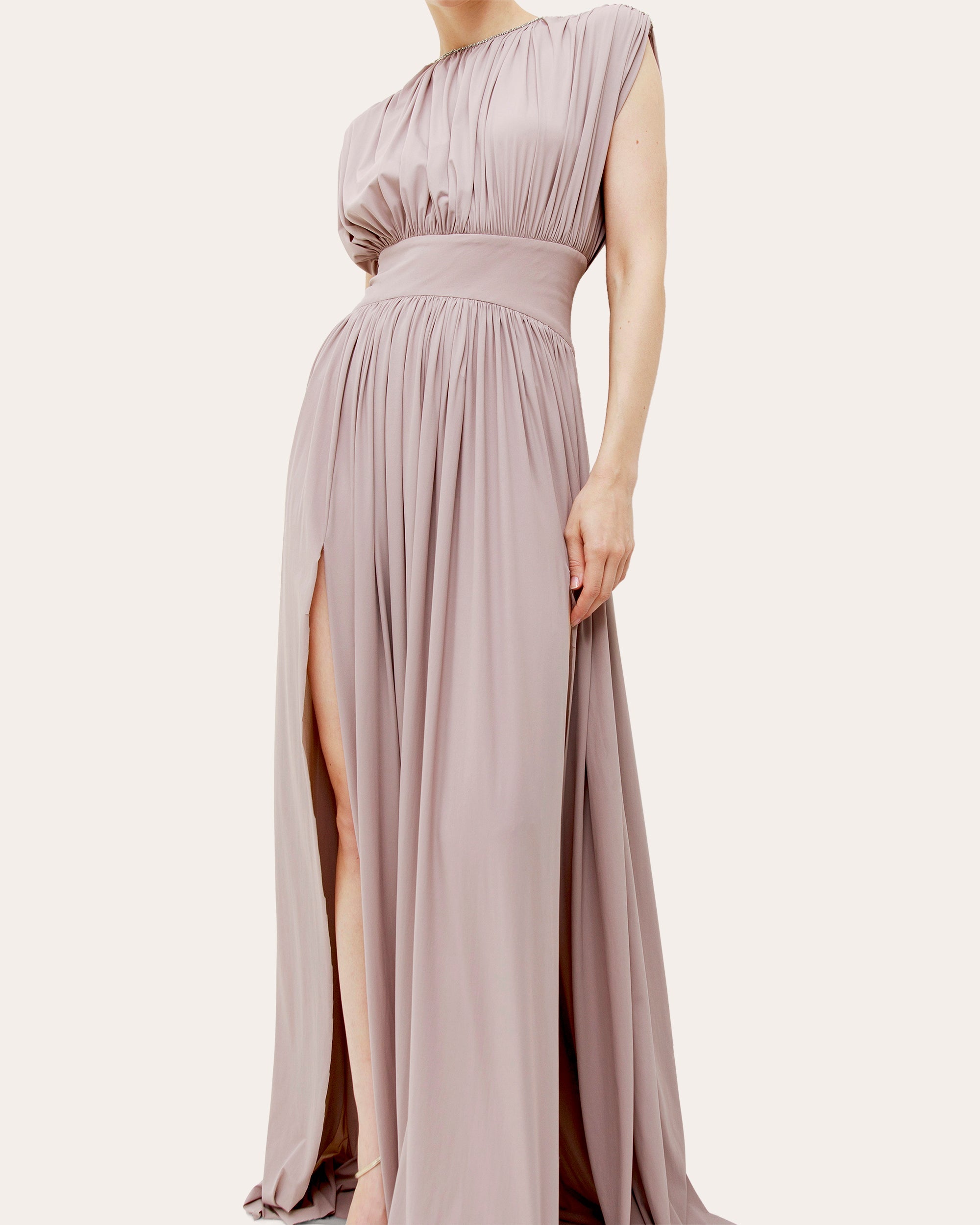 Cassandra Embellished Jersey Ruched Maxi Dress