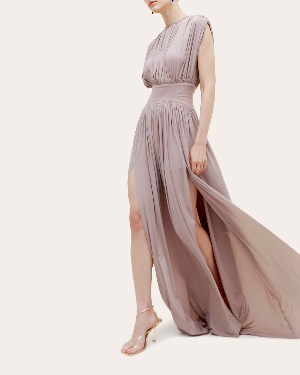 Cassandra Embellished Jersey Ruched Maxi Dress