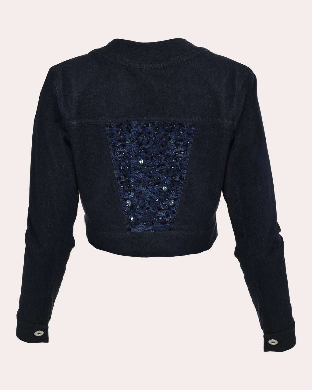 Armor Sequin Cropped Denim Jacket